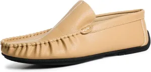 New Men's Loafers Shoes Stitching Details Slip On Moccasins Shoes Vegan Leather Anti-slip Flat Heel Flexible Classic Slip-on