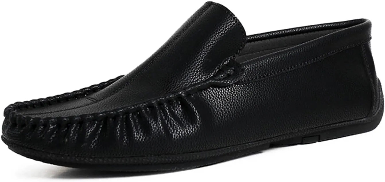 New Men's Loafers Shoes Stitching Details Slip On Moccasins Shoes Vegan Leather Anti-slip Flat Heel Flexible Classic Slip-on