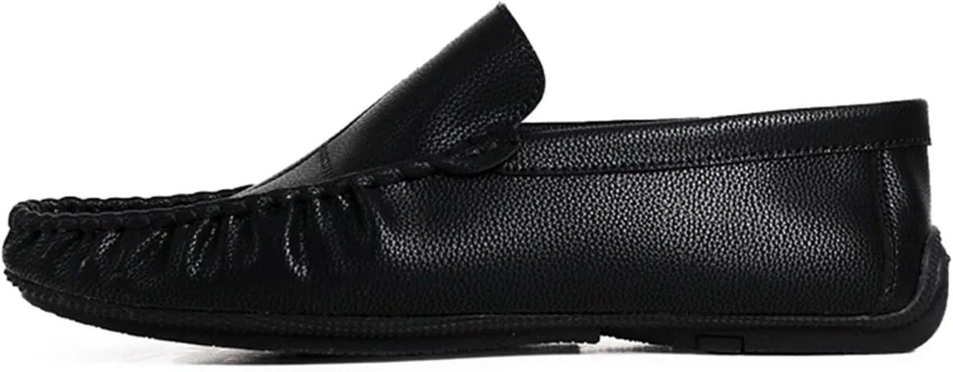 New Men's Loafers Shoes Stitching Details Slip On Moccasins Shoes Vegan Leather Anti-slip Flat Heel Flexible Classic Slip-on