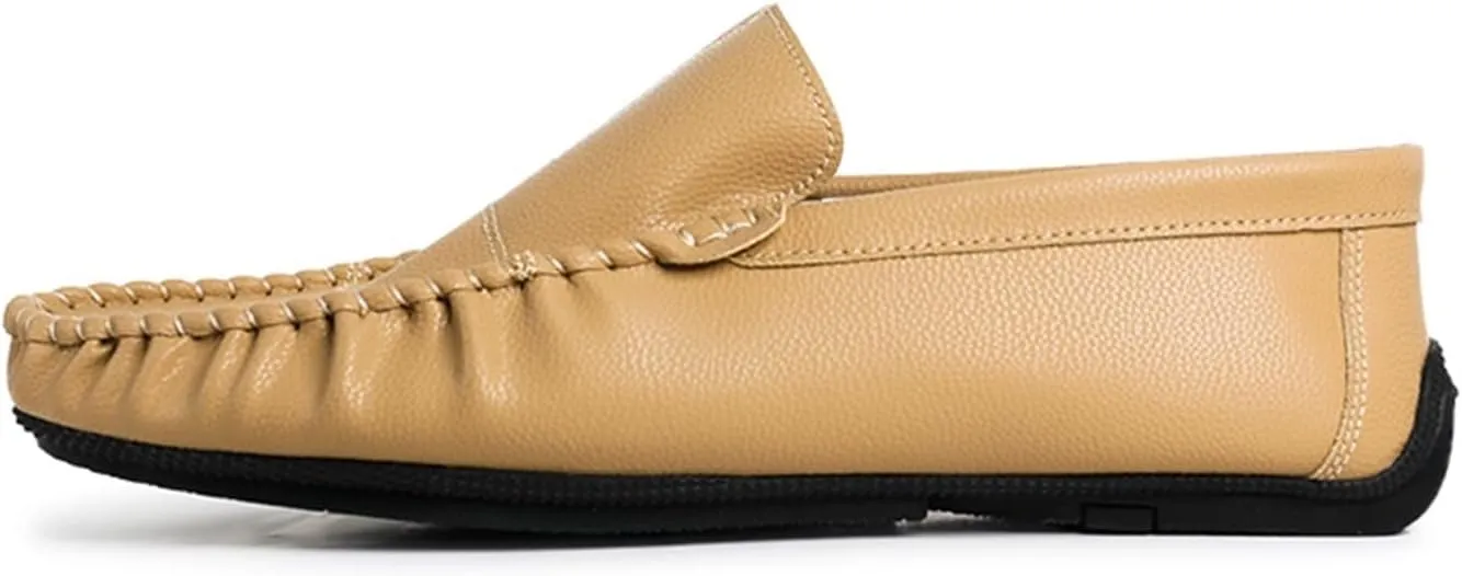 New Men's Loafers Shoes Stitching Details Slip On Moccasins Shoes Vegan Leather Anti-slip Flat Heel Flexible Classic Slip-on