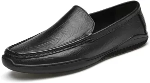 New Mens Loafers Solid Color Round Toe Vegan Leather Loafer Shoes Flexible Lightweight Flat Heel Outdoor Slip-on