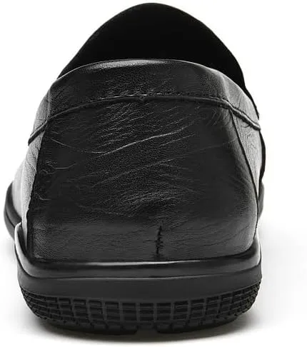 New Mens Loafers Solid Color Round Toe Vegan Leather Loafer Shoes Flexible Lightweight Flat Heel Outdoor Slip-on