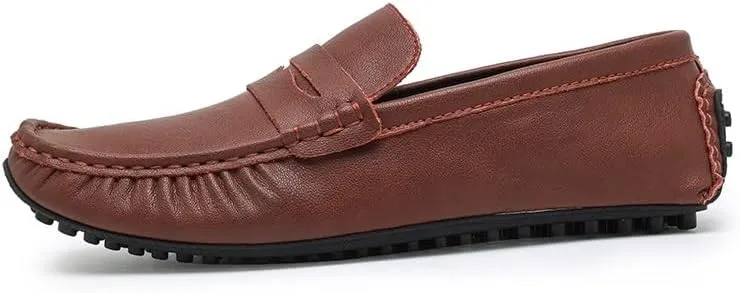 New Shoes Men's Loafers Round Toe Vegan Leather Penny Driving Loafers Comfortable Lightweight Flat Heel Flexible Classic Slip On