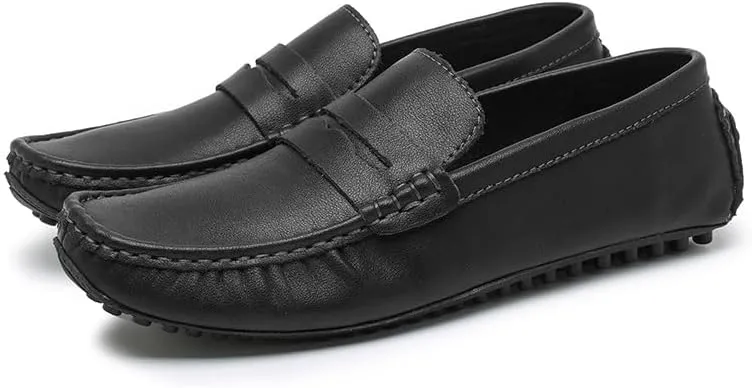 New Shoes Men's Loafers Round Toe Vegan Leather Penny Driving Loafers Comfortable Lightweight Flat Heel Flexible Classic Slip On