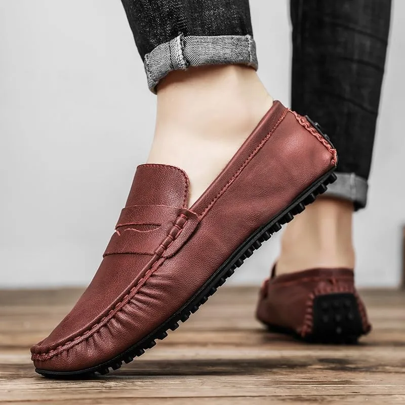 New Shoes Men's Loafers Round Toe Vegan Leather Penny Driving Loafers Comfortable Lightweight Flat Heel Flexible Classic Slip On
