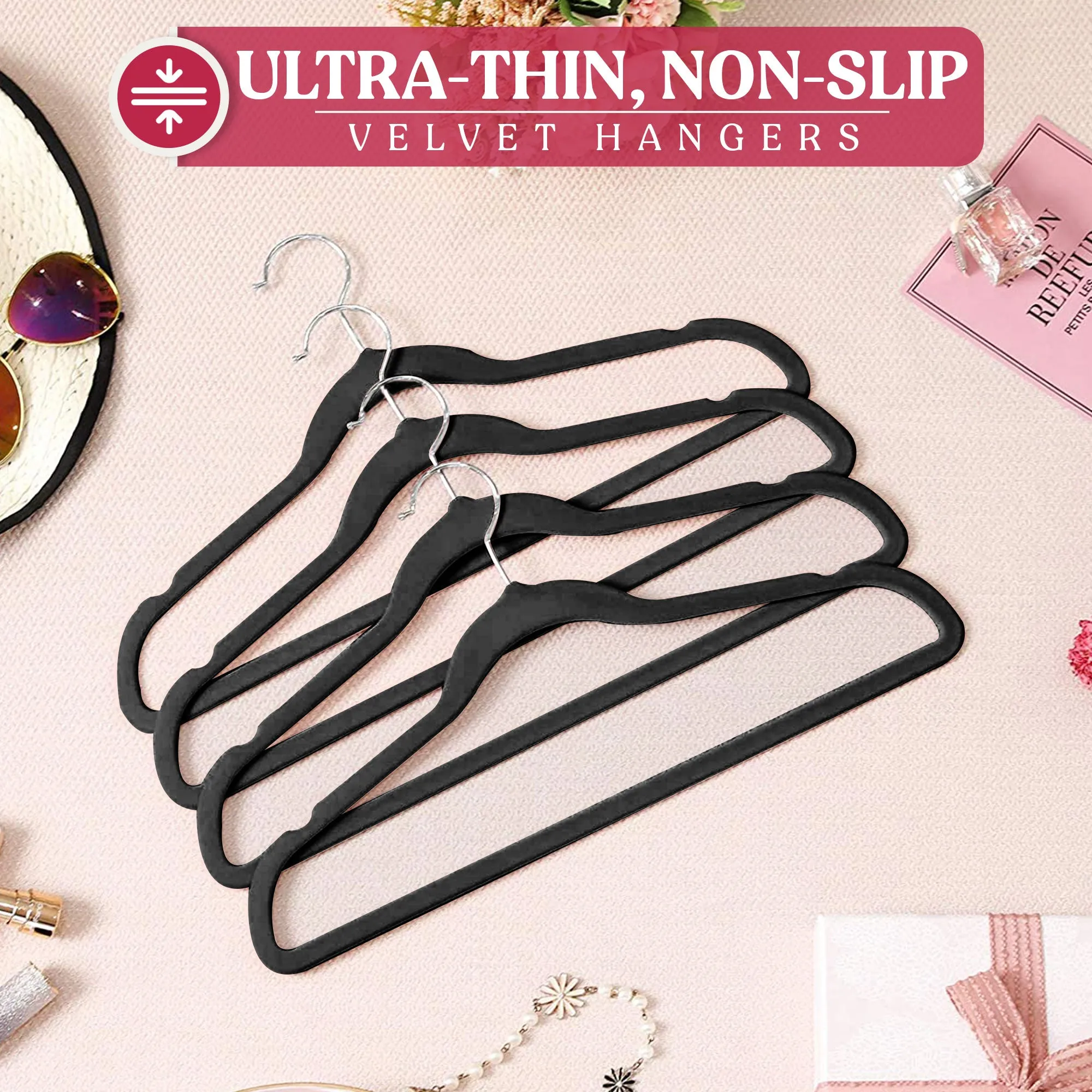 Non Slip Velvet Clothing Heavy Duty Hangers with 360 Degree Rotatable Hook