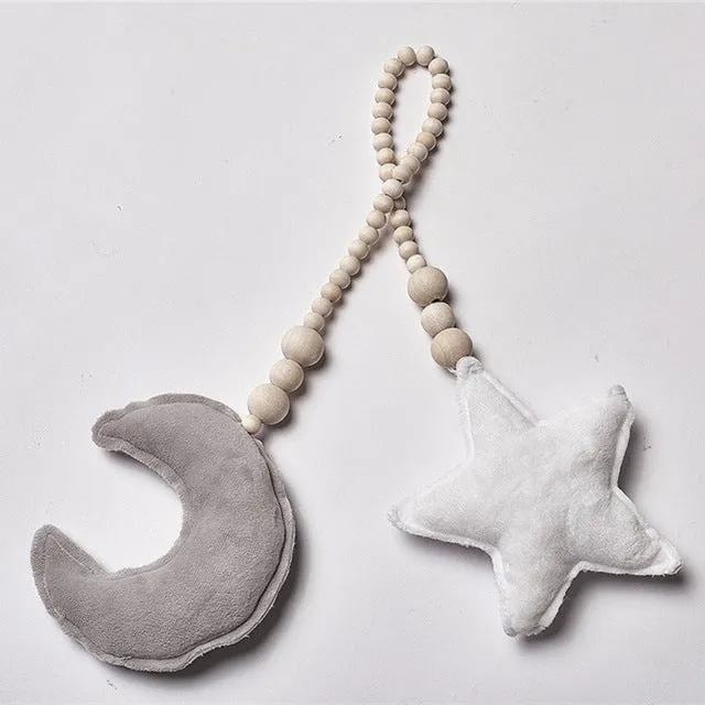 Nordic Wooden Bead Moon Star Nursery Decor