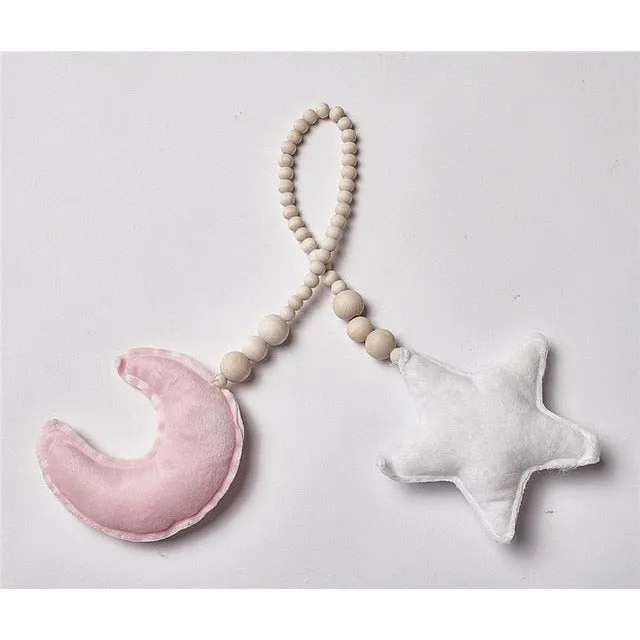Nordic Wooden Bead Moon Star Nursery Decor
