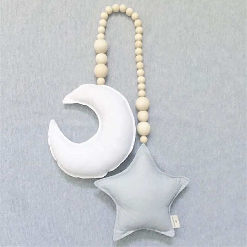 Nordic Wooden Bead Moon Star Nursery Decor