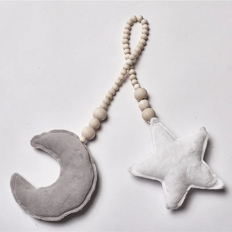 Nordic Wooden Bead Moon Star Nursery Decor
