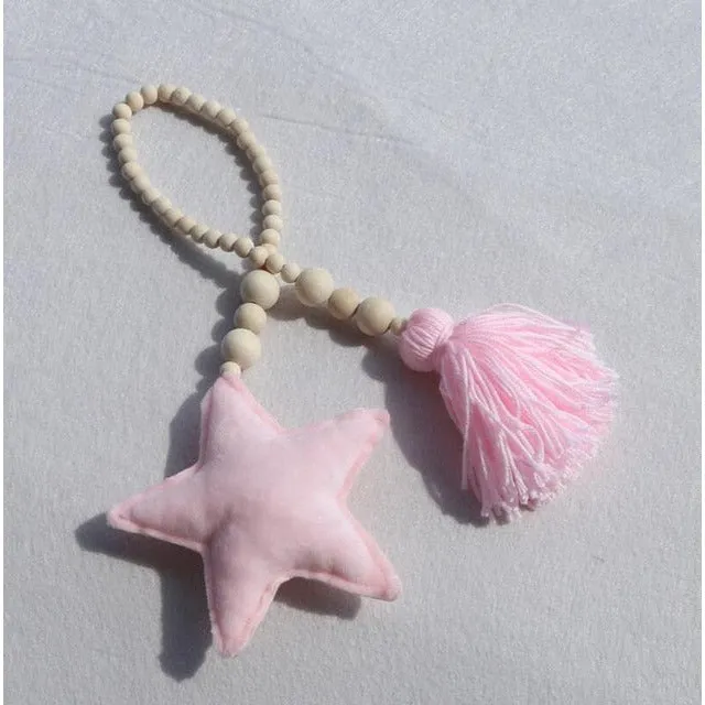 Nordic Wooden Bead Moon Star Nursery Decor