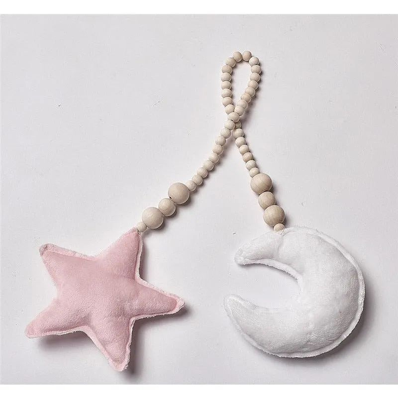 Nordic Wooden Bead Moon Star Nursery Decor