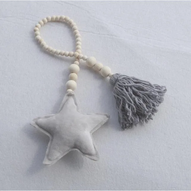 Nordic Wooden Bead Moon Star Nursery Decor