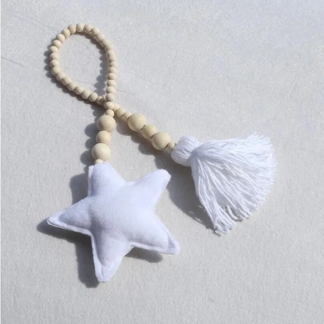 Nordic Wooden Bead Moon Star Nursery Decor