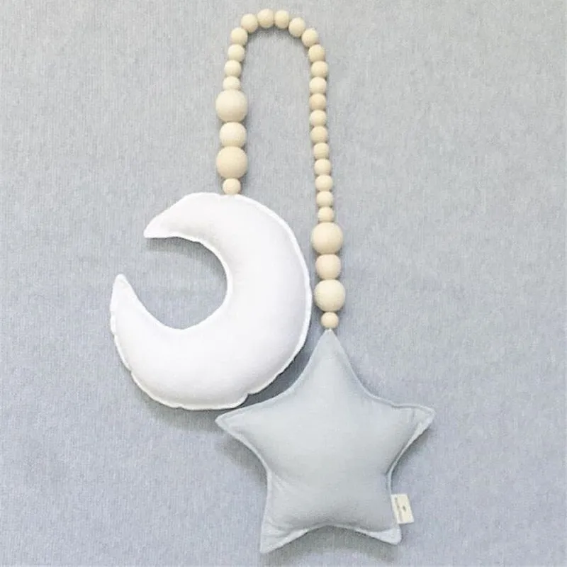 Nordic Wooden Bead Moon Star Nursery Decor