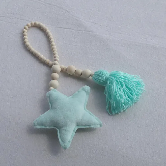 Nordic Wooden Bead Moon Star Nursery Decor