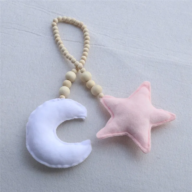 Nordic Wooden Bead Moon Star Nursery Decor