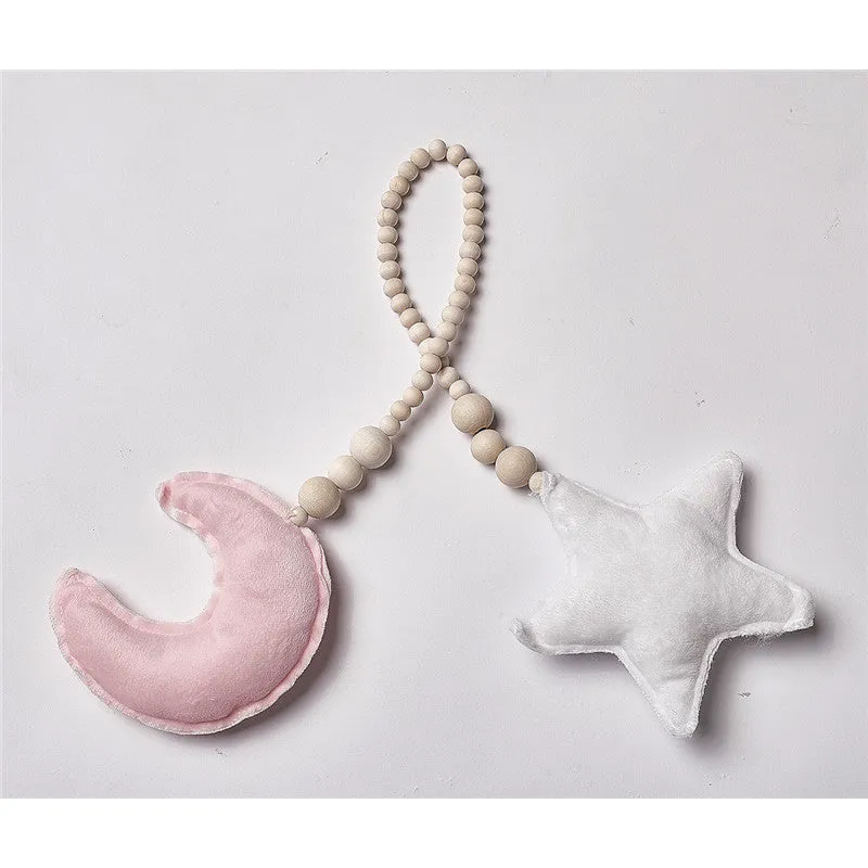 Nordic Wooden Bead Moon Star Nursery Decor