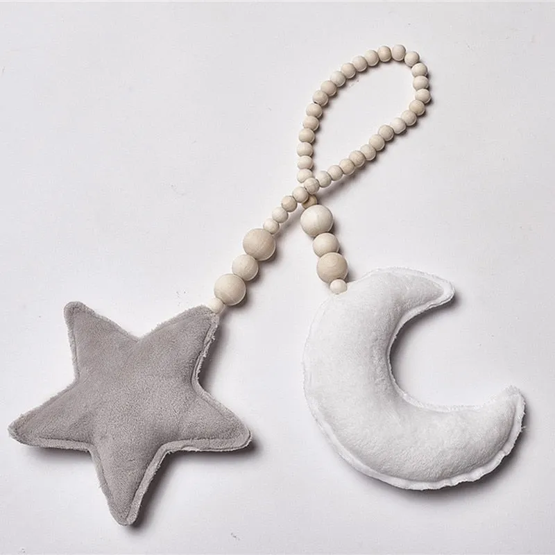 Nordic Wooden Bead Moon Star Nursery Decor