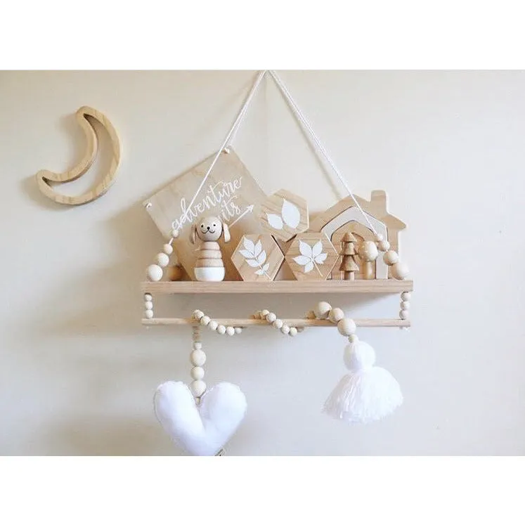 Nordic Wooden Bead Moon Star Nursery Decor