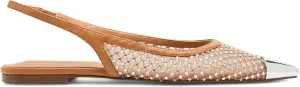 Nude Slingback Flats for Women Stylish Pointed Toe Design with Rhinestone Embellishments Comfortable Mesh Material for Breathable Slip on Experience