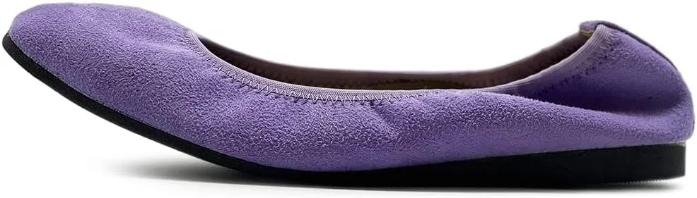 Ollio Women's Shoes Faux Suede Slip On Comfort Elasticated Square Toe Ballet Flat SF178