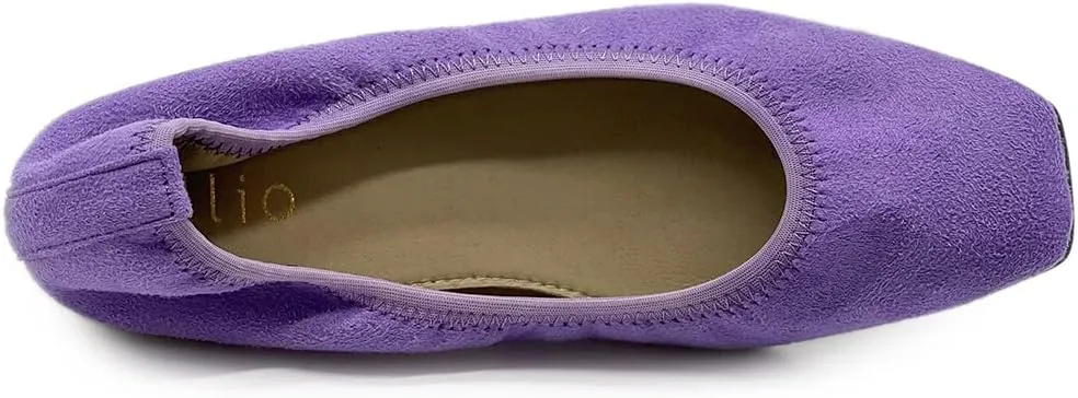 Ollio Women's Shoes Faux Suede Slip On Comfort Elasticated Square Toe Ballet Flat SF178
