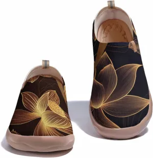 Onehorse Women's Lotus Painted Travel Shoes Slip-On Casual Lightweight Breathable Flats Comfortable Loafers