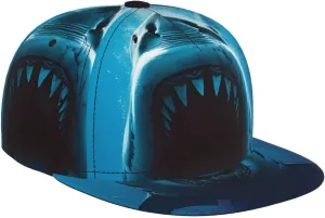 Open-Mouthed Shark Snapback Hats for Men, Flat Bill Brim Baseball Cap, Golf Dad Hat for Travel Activities