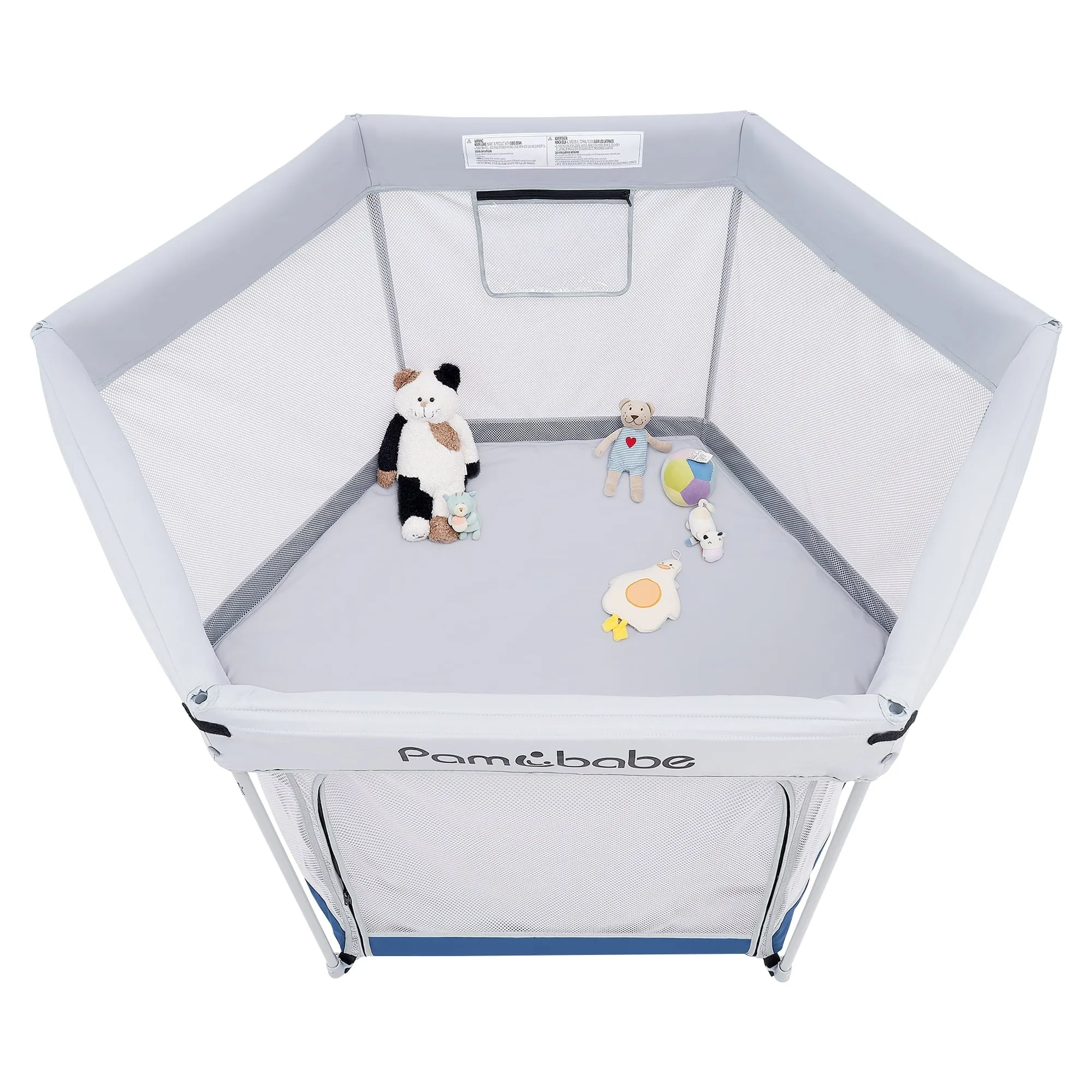 Pamo Babe Unisex Premium Indoor and Outdoor Baby Playpen - Portable, Lightweight, Toddler Play Yard w/Canopy and Travel Bag - Blue