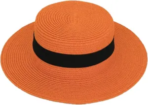 Panama Raffia Flat Straw Hat Summer Sun Boater Flat Hats Unisex Travel Sun Hat Big Brim Hat