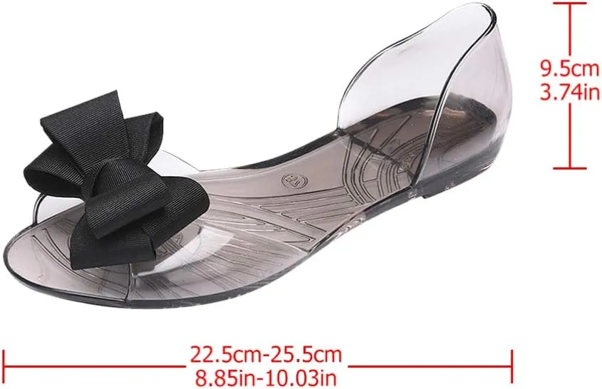 Princess Jelly Sandals with Bow Fish Mouth Summer Bowknot Beach Shoe for Women Girls (Red 35 Yards 5. 5US, 3UK 36EU, 8. 8425Inch)