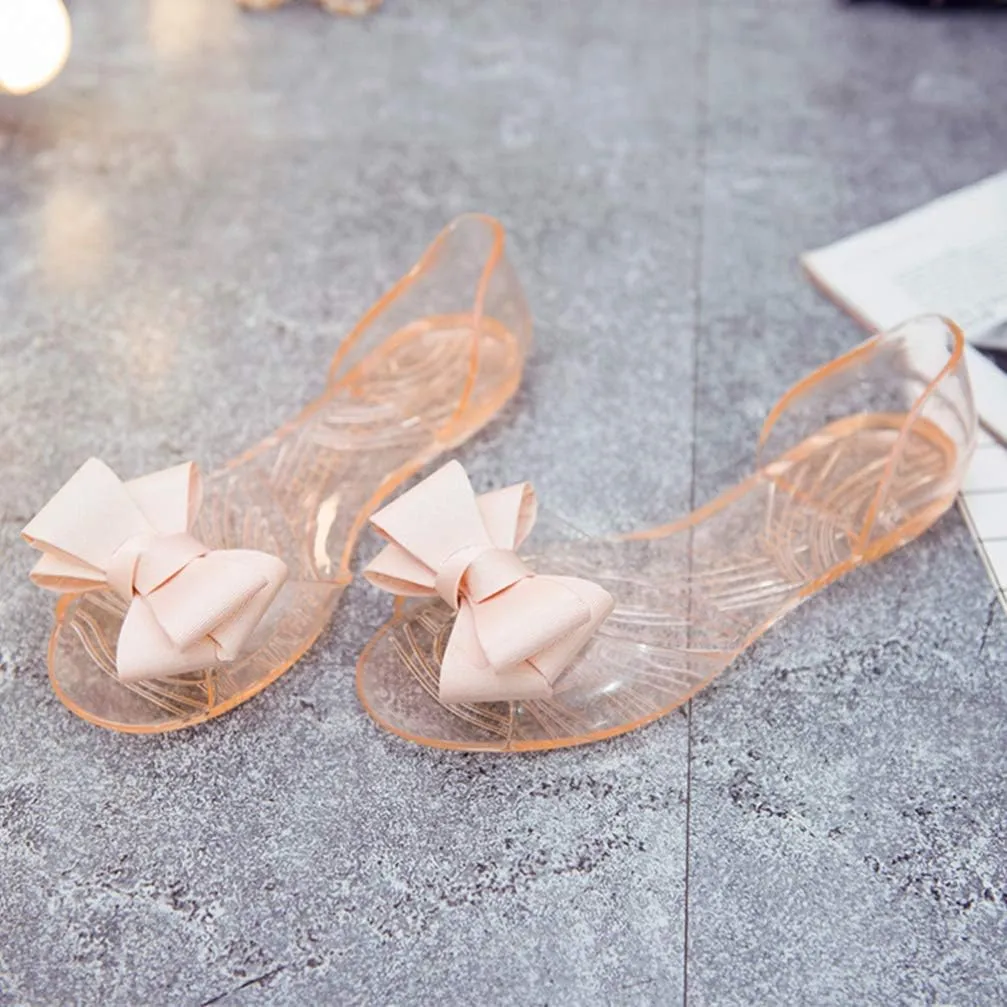 Princess Jelly Sandals with Bow Fish Mouth Summer Bowknot Beach Shoe for Women Girls (Red 35 Yards 5. 5US, 3UK 36EU, 8. 8425Inch)