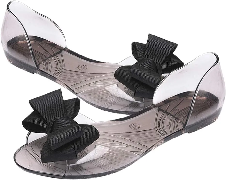 Princess Jelly Sandals with Bow Fish Mouth Summer Bowknot Beach Shoe for Women Girls (Red 35 Yards 5. 5US, 3UK 36EU, 8. 8425Inch)