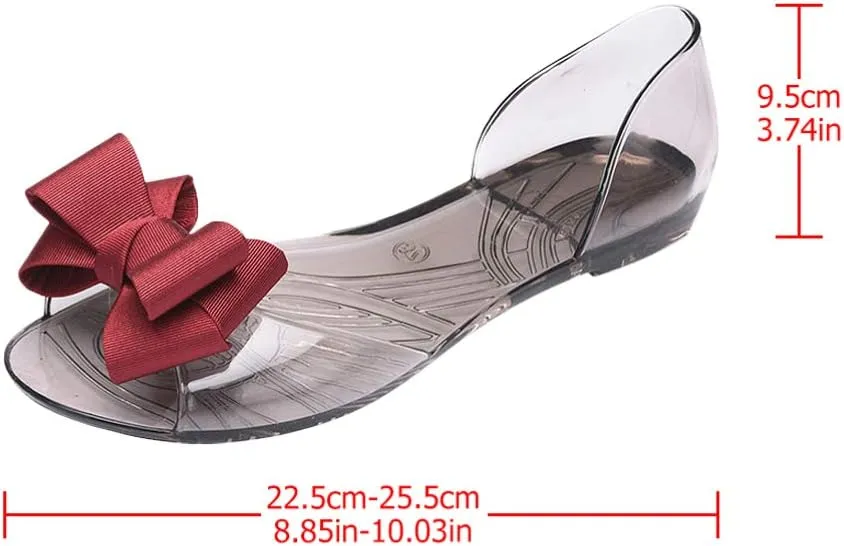 Princess Jelly Sandals with Bow Fish Mouth Summer Bowknot Beach Shoe for Women Girls (Red 35 Yards 5. 5US, 3UK 36EU, 8. 8425Inch)