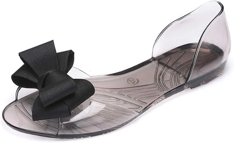 Princess Jelly Sandals with Bow Fish Mouth Summer Bowknot Beach Shoe for Women Girls (Red 35 Yards 5. 5US, 3UK 36EU, 8. 8425Inch)