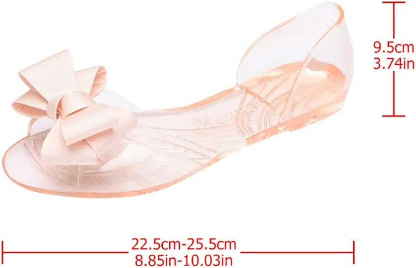 Princess Jelly Sandals with Bow Fish Mouth Summer Bowknot Beach Shoe for Women Girls (Red 35 Yards 5. 5US, 3UK 36EU, 8. 8425Inch)