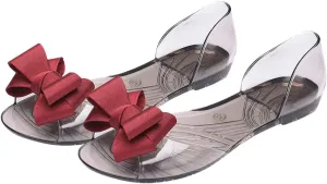 Princess Jelly Sandals with Bow Fish Mouth Summer Bowknot Beach Shoe for Women Girls (Red 35 Yards 5. 5US, 3UK 36EU, 8. 8425Inch)
