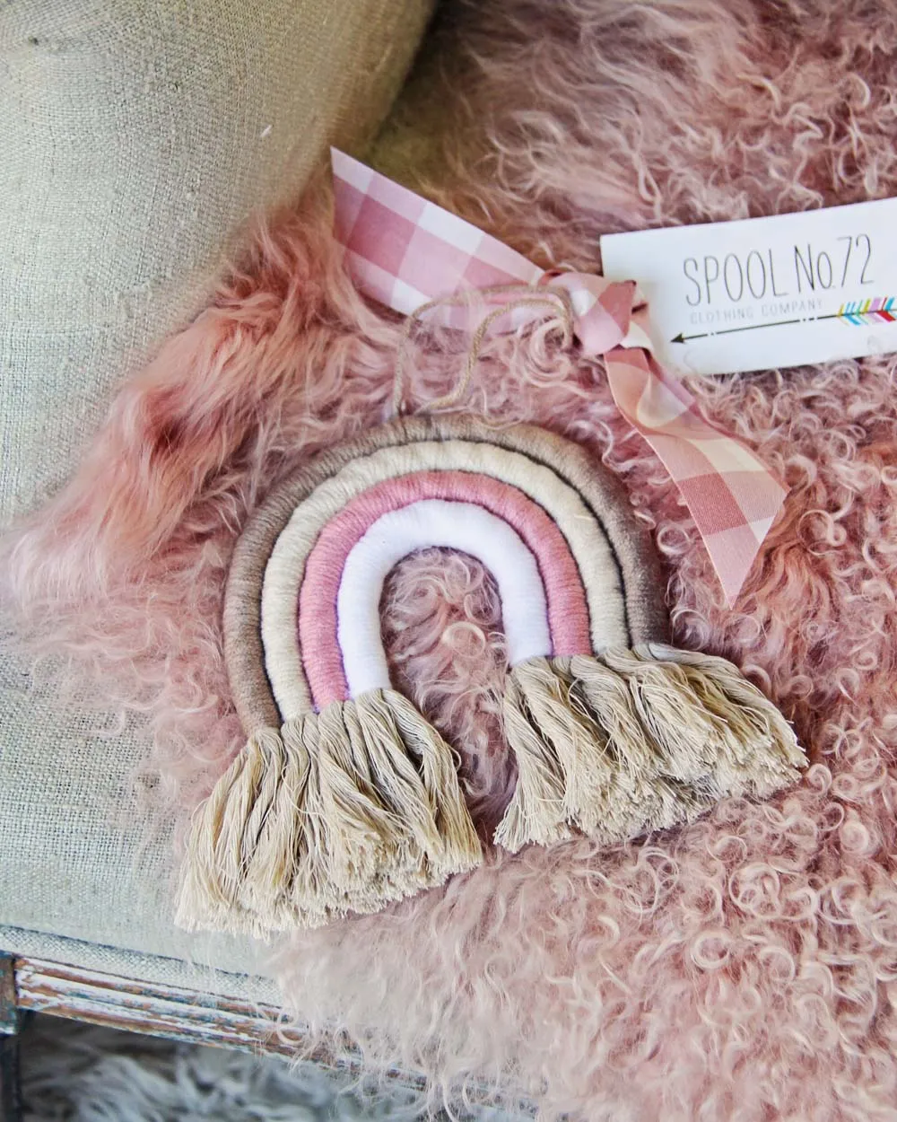 Rainbow Wall Hanging in Pink
