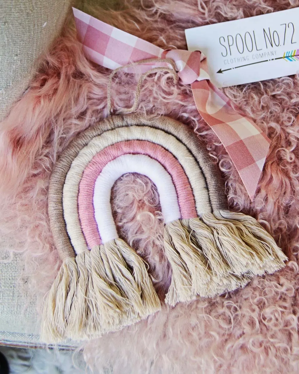 Rainbow Wall Hanging in Pink