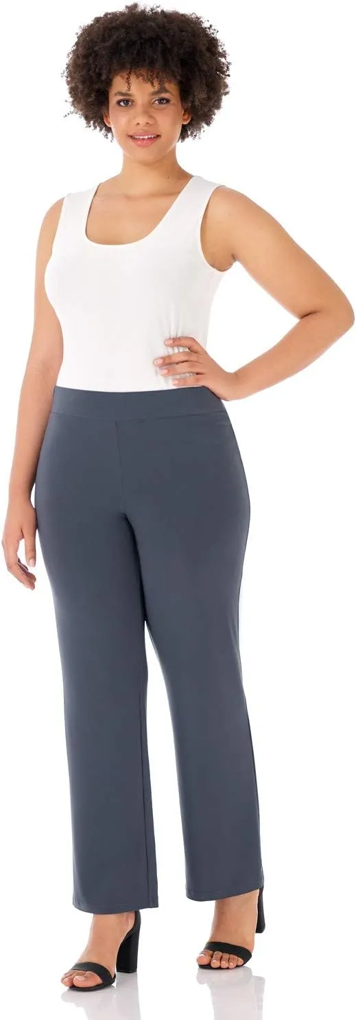 Rekucci Travel in Style Curvy Woman Classic Soft Knit Straight Leg Plus Size Pant