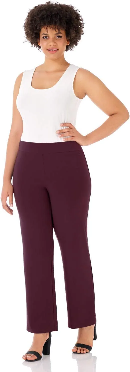 Rekucci Travel in Style Curvy Woman Classic Soft Knit Straight Leg Plus Size Pant