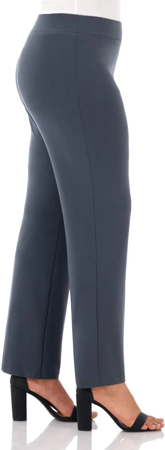 Rekucci Travel in Style Curvy Woman Classic Soft Knit Straight Leg Plus Size Pant