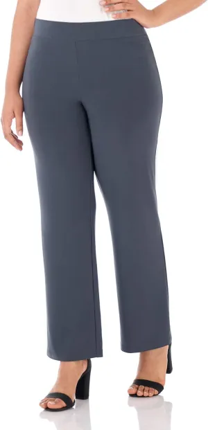Rekucci Travel in Style Curvy Woman Classic Soft Knit Straight Leg Plus Size Pant