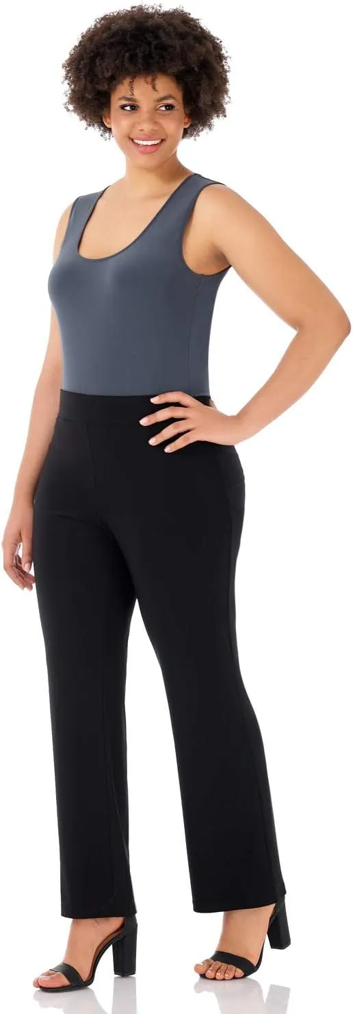 Rekucci Travel in Style Curvy Woman Classic Soft Knit Straight Leg Plus Size Pant