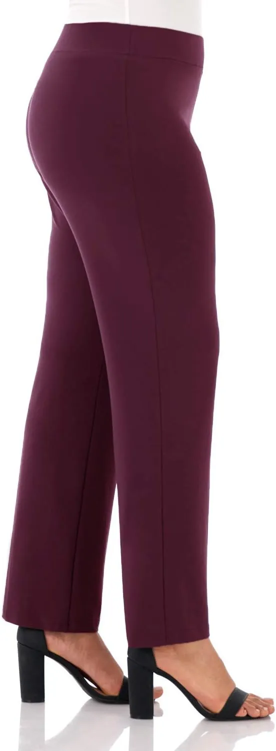 Rekucci Travel in Style Curvy Woman Classic Soft Knit Straight Leg Plus Size Pant
