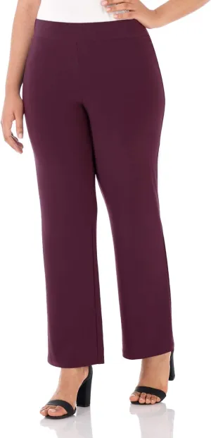 Rekucci Travel in Style Curvy Woman Classic Soft Knit Straight Leg Plus Size Pant