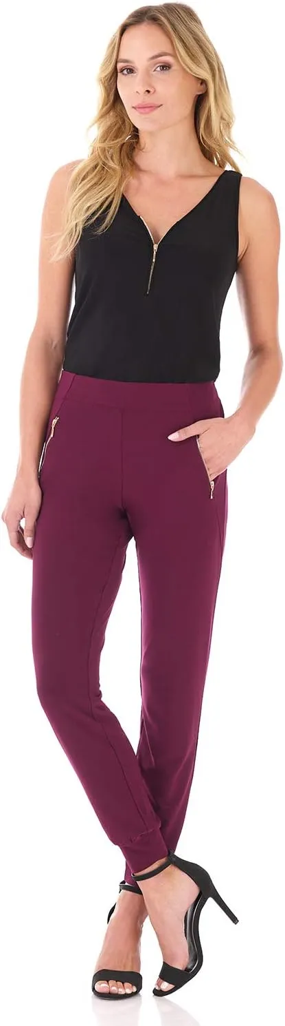 Rekucci Travel in Style - Women's Soft Chic Pant with Zipper Pockets
