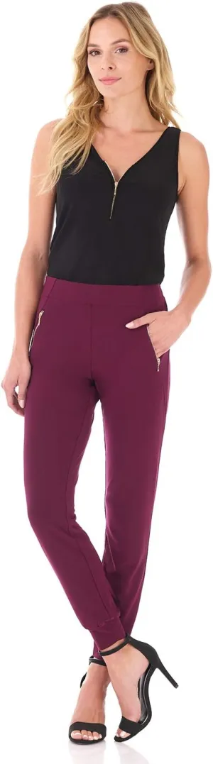 Rekucci Travel in Style - Women's Soft Chic Pant with Zipper Pockets