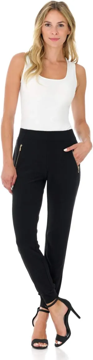 Rekucci Travel in Style - Women's Soft Chic Pant with Zipper Pockets